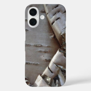 Coques iPhone 16 Arbre rustique en écorce de bouleau incurvé