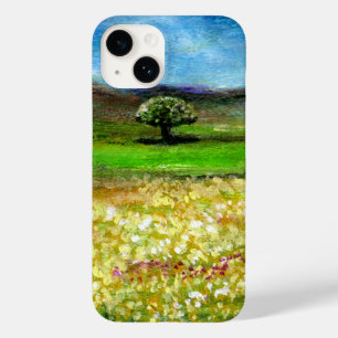COQUES POUR iPhone ARBRE SOLITAIRE DANS LE CHAMP DE FLEURS JAUNES, TO