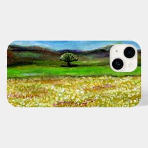 COQUE POUR iPhone 14 ARBRE SOLITAIRE DANS LE CHAMP DE FLEURS JAUNES, TO