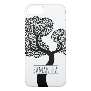 Case-Mate iPhone Case Arbre stylisé noir et blanc et nom