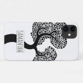 Coques Case-Mate iPhone Arbre stylisé noir et blanc et nom (Dos (Horizontal))