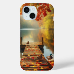 Coque Pour iPhone 15 Arbres d'automne & lac avec canards