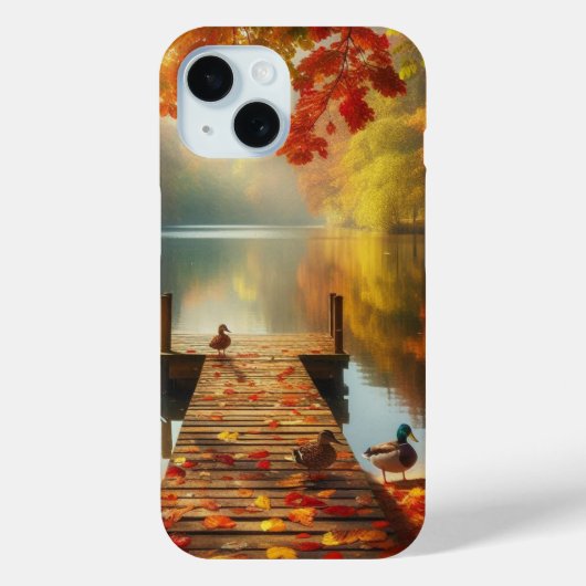 Coques Case-Mate iPhone Arbres d'automne & lac avec canards (Verso)