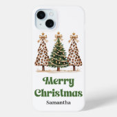 Coques Case-Mate iPhone Arbres de Noël à impression léopard élégants perso (Verso)