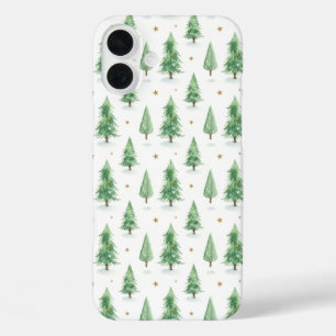 Coques iPhone 16 Plus Arbres de Noël à l'aquarelle motif sans couture