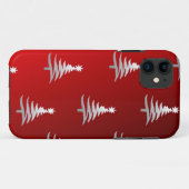 Coques Case-Mate iPhone Arbres de Noël Argent sur Rouge (Dos (Horizontal))