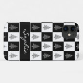 Coques Case-Mate iPhone Arbres de Noël blancs et noirs (Dos (Horizontal))