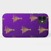 Coques Case-Mate iPhone Arbres de Noël Gold sur violet (Dos (Horizontal))