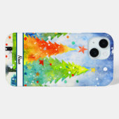 Coques Case-Mate iPhone Arbres de Noël neigeux (Verso (horizontal))