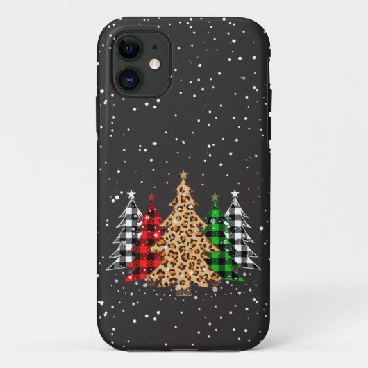 Coques Case-Mate iPhone Arbres de Noël Plaid & Snowflakes Empreintes de lé (Dos)