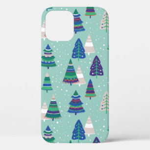 Case-Mate iPhone Case Arbres de Noël sur un arrière - plan bleu