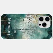Coques Case-Mate iPhone Arbres de Noël verts or avec oiseaux (Verso (horizontal))