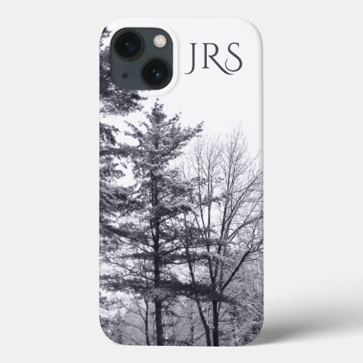 Coques Case-Mate iPhone arbres Neige-couverts avec le monogramme (Verso)