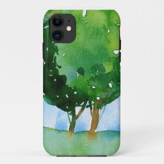 Coque Case-Mate Pour iPhone arbres verts d'aquarelle
