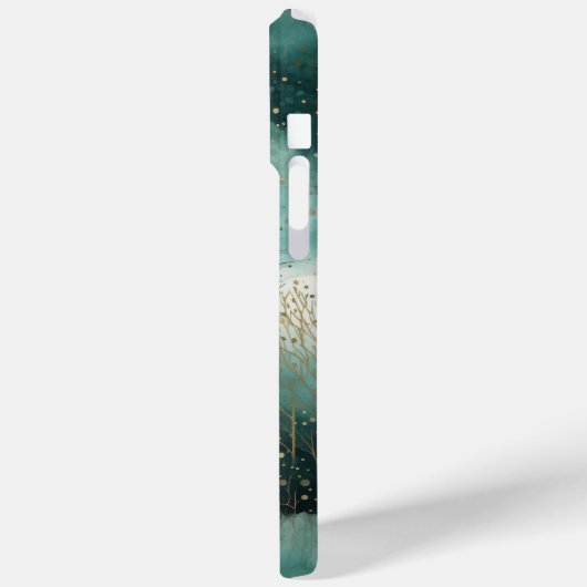 Coques Case-Mate iPhone Arbres verts en or avec oiseaux Noël (Verso / Gauche)