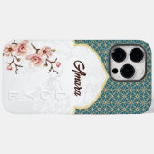 Coques Case-Mate iPhone Arc Arabesque Élégant | Sarcelle Profond et Or (Verso (horizontal))
