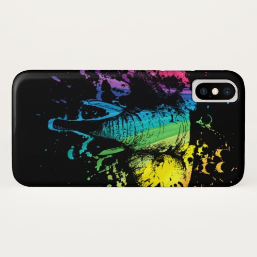 Coques Case-Mate iPhone Arc en arc-en-ciel éléphant sur noir (Dos (Horizontal))