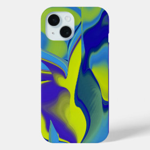 Coque Pour iPhone 15 Arc-en-ciel 3D Abstrait dans jaune violet vert
