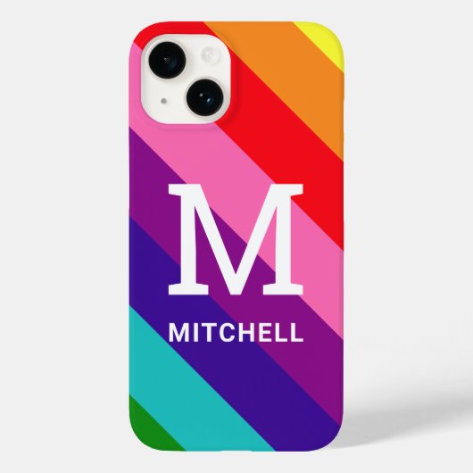 Coques Case-Mate iPhone Arc-en-ciel 8 bandes Gay pride personnalisé Monogr (Verso)