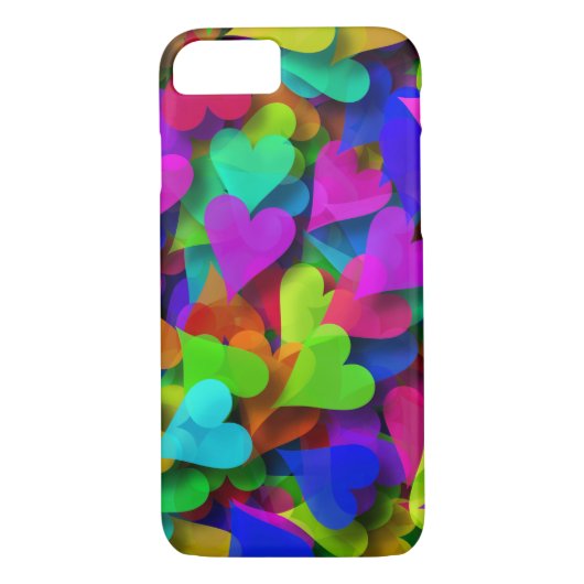 Coques Case-Mate iPhone Arc-en-ciel abstrait de coeurs (Dos)