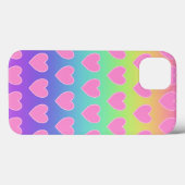 Coques Case-Mate iPhone Arc-en-ciel aux coeurs roses (Verso (horizontal))