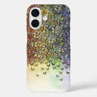 Coques iPhone 16 arc-en-ciel aux papillons