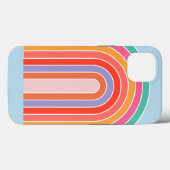 Coques Case-Mate iPhone Arc-en-ciel bleu rétro (Verso (horizontal))