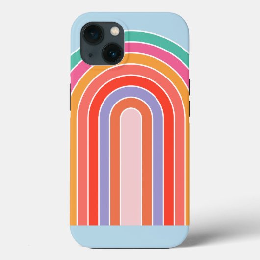 Coques Case-Mate iPhone Arc-en-ciel bleu rétro (Verso)