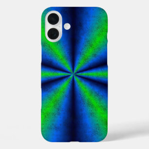 iPhone 16 Plus Case Arc-en-ciel bleu vert dans la peau d'éléphant en c