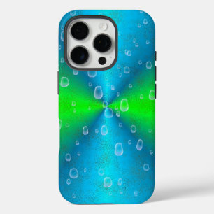iPhone 16 Pro Case Arc-en-ciel bleu vert dans la peau d'éléphant en c