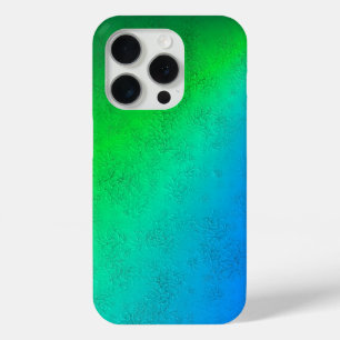 Coque iPhone 15 Pro Arc-en-ciel bleu vert dans la peau d'éléphant en c