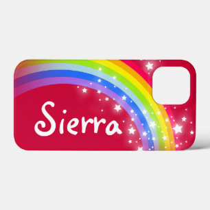 iPhone 13 Mini Case Arc-en-ciel coloré ciel étoile rouge nom personn