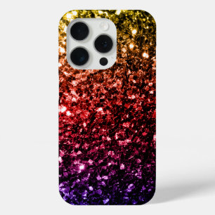 Coque iPhone 15 Pro Arc-en-ciel couleur fausse brillance scintille bli