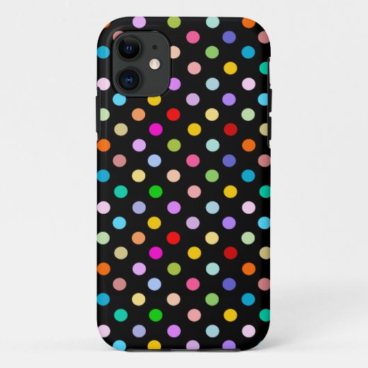 Coques Case-Mate iPhone Arc-en-ciel et motif de point noir de polka (Dos)