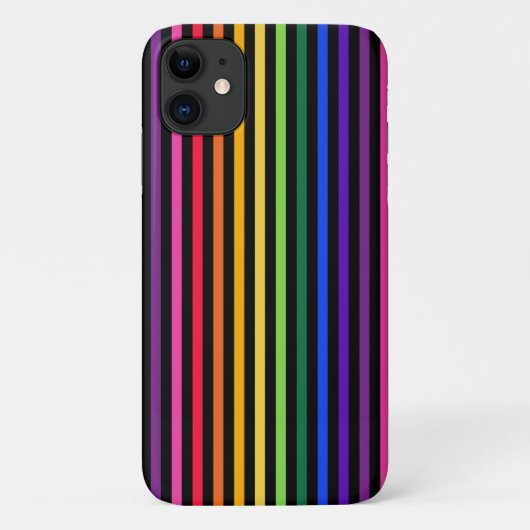 Coques Case-Mate iPhone Arc-en-ciel et rayures noires (Dos)