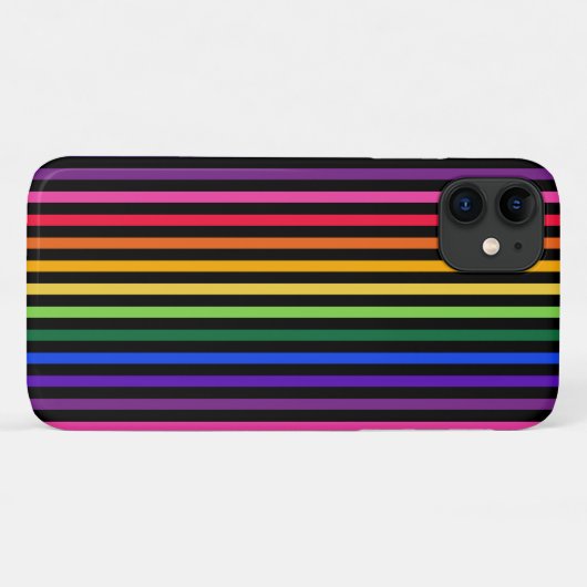 Coques Case-Mate iPhone Arc-en-ciel et rayures noires (Dos (Horizontal))