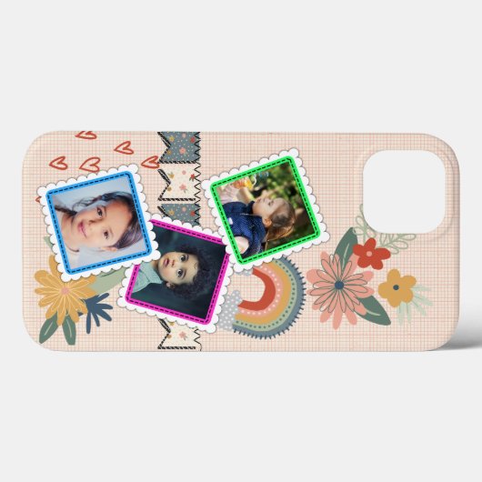 Coques Case-Mate iPhone Arc-en-ciel joyeux, fleurs, coeurs & drapeaux pers (Verso (horizontal))