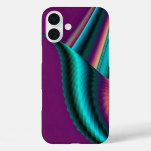 Coques iPhone 16 Plus Arc-en-ciel métallique Abstrait futuriste
