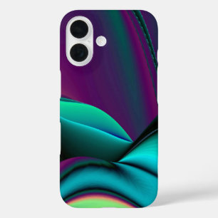 Coques iPhone 16 Arc-en-ciel métallique Abstrait futuriste