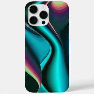 Coques iPhone 16 Pro Max Arc-en-ciel métallique Abstrait futuriste