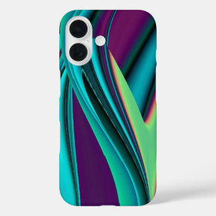 Coques iPhone 16 Arc-en-ciel métallique Abstrait futuriste
