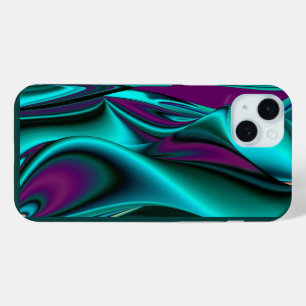 Coque iPhone 15 Mini Arc-en-ciel métallique Abstrait futuriste