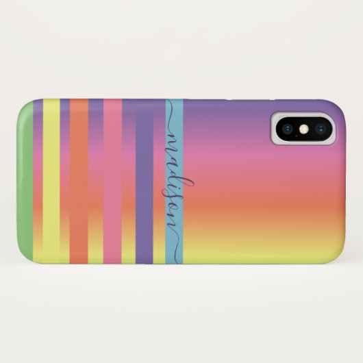 Coques Case-Mate iPhone Arc-en-ciel moderne Abstrait Votre nom Monogramme (Dos (Horizontal))