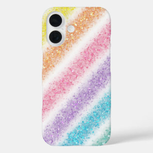 Coques iPhone 16 Arc-en-ciel Pailleté Pastel