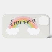 Coques Case-Mate iPhone Arc-en-ciel pastel nuage mignon moderne (Verso (horizontal))