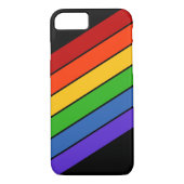 Coques Case-Mate iPhone Arc-en-ciel rayures Diagonal Noir (Dos)