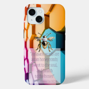Coque Pour iPhone 15 Arc-en-ciel Religieux Chic Nid d'Abeille en Or Abe