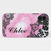 Coques Case-Mate iPhone Arc rose de faux de 311 de Bubblegum de léopard (Dos (Horizontal))