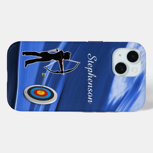 Coques Case-Mate iPhone Archery - Archer Silhouette and target Personalize (Verso (horizontal))
