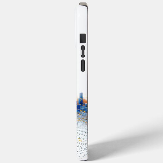 Coques Case-Mate iPhone Architecture urbaine pointillisée bleue et jaune (Verso / Gauche)